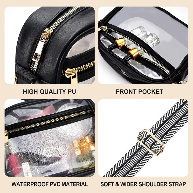 Fibrdoo Clear Bag Stadium Approved, Leather Clear Crossbody Purse Bag for Concerts Sports Events Festivals - Image 4